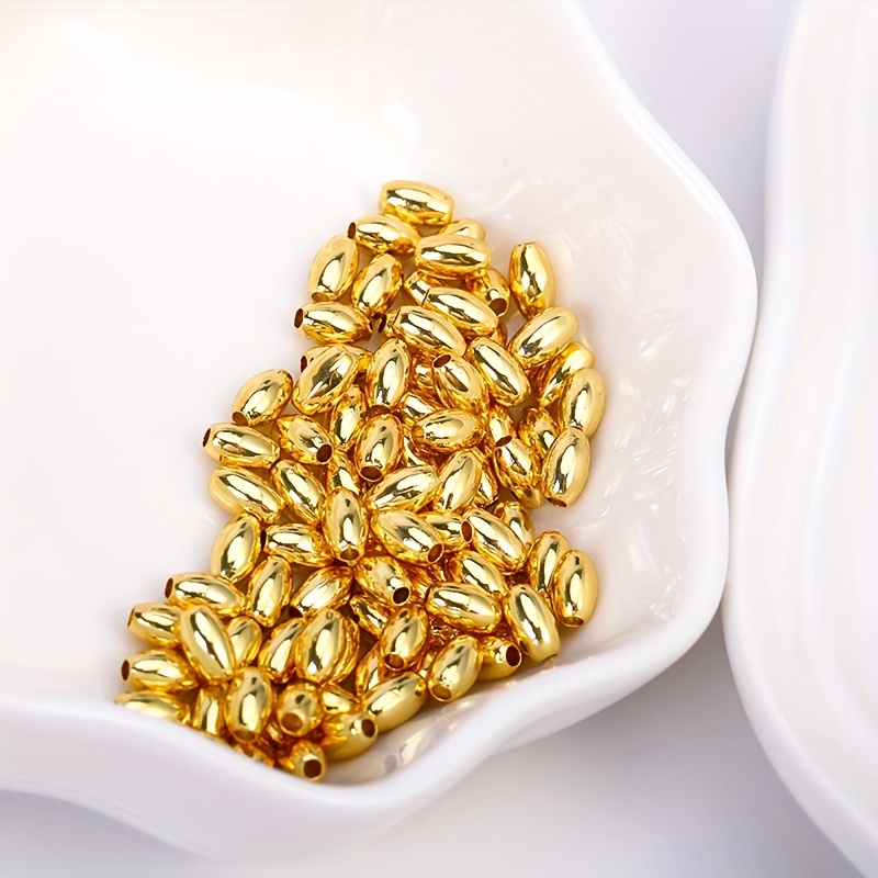 50pcs Brass 18K Gold Plated Oval Spacer Beads for Jewellery Making